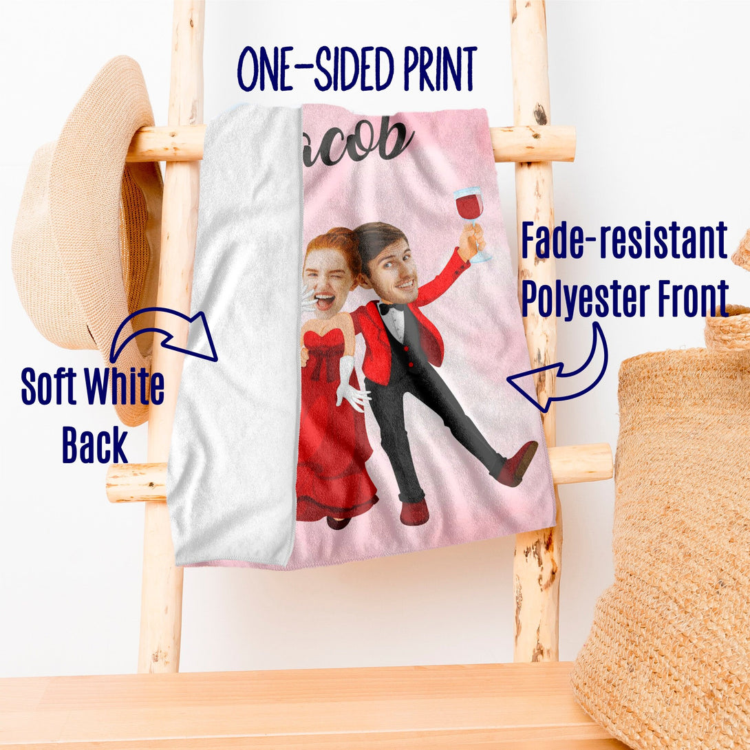 Valentines Day Photo Towel, Custom Face Personalized Anniversary Gift T102 - Custamazegifts.com 