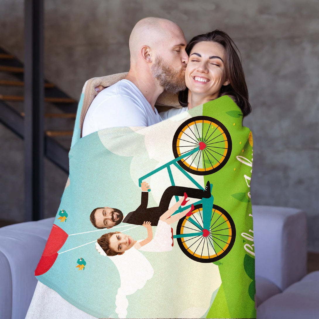 Custom Face Photo Wedding Blanket, Personalized Funny Blanket with Photo - Custamazegifts.com 