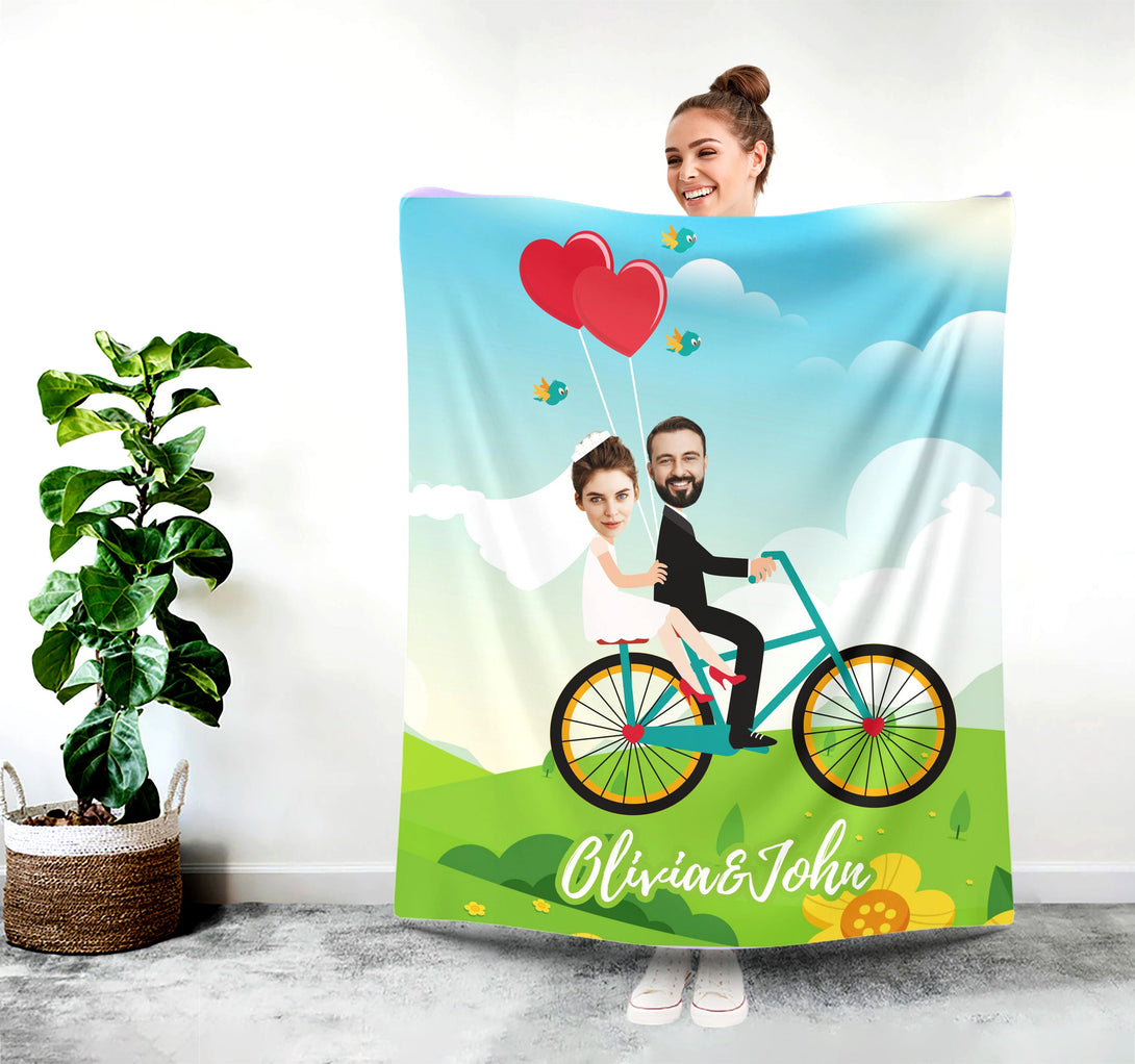 Custom Face Photo Wedding Blanket, Personalized Funny Blanket with Photo - Custamazegifts.com 