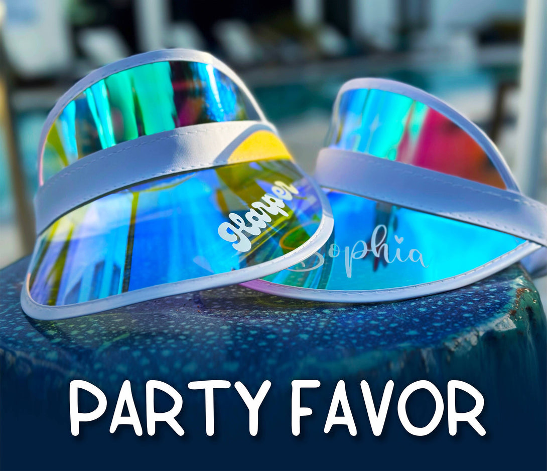 Custom Sun Visor for Bachelorette Party, Holographic Sun Visors Bride Squad - Custamazegifts.com 