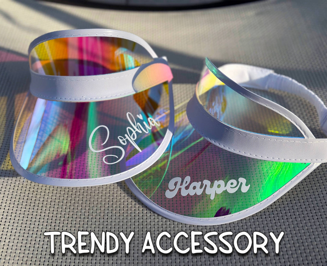 Custom Sun Visor for Bachelorette Party, Holographic Sun Visors Bride Squad - Custamazegifts.com 