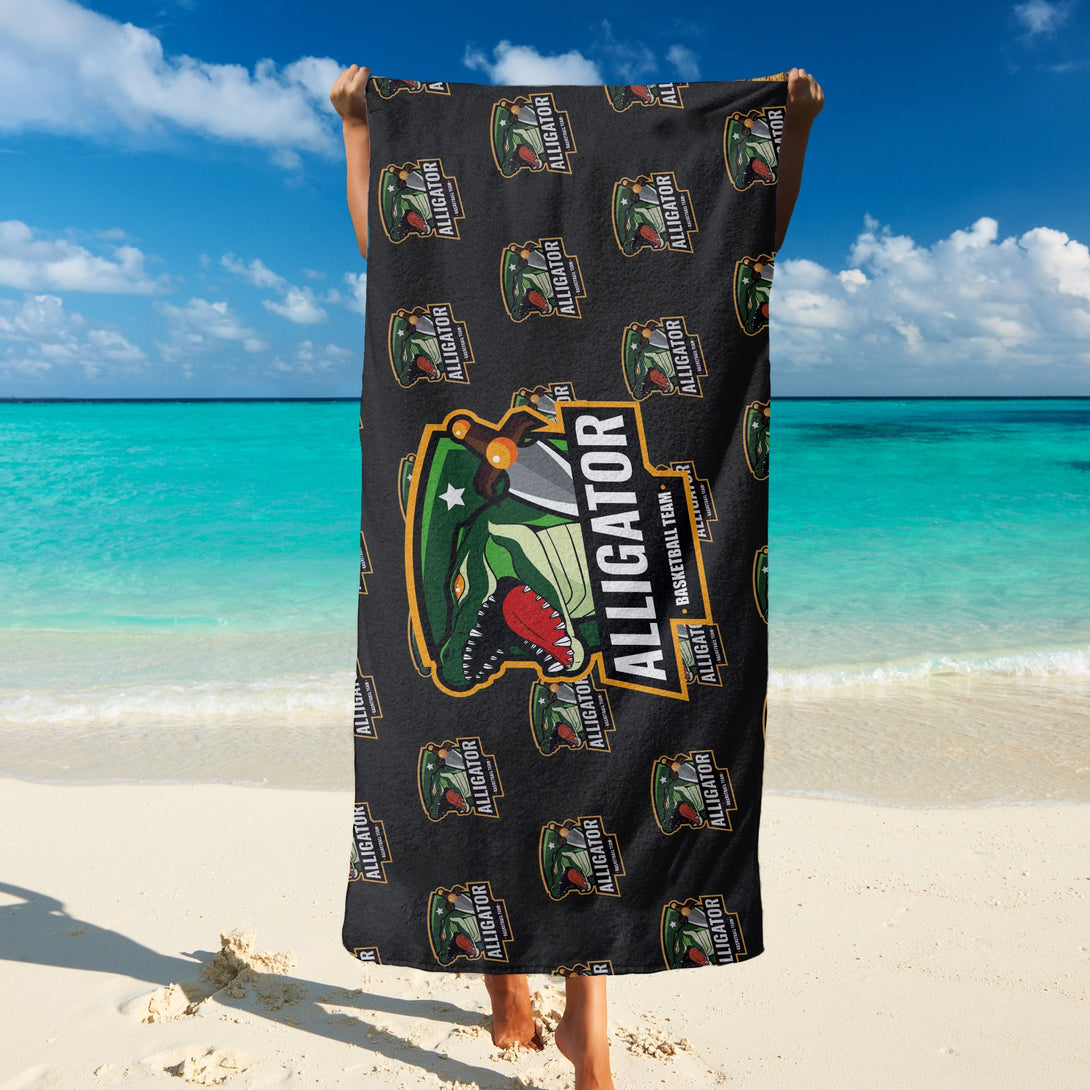 Custom Logo Towel, Repeating Logo Design on Beach Towel - Custamazegifts.com 