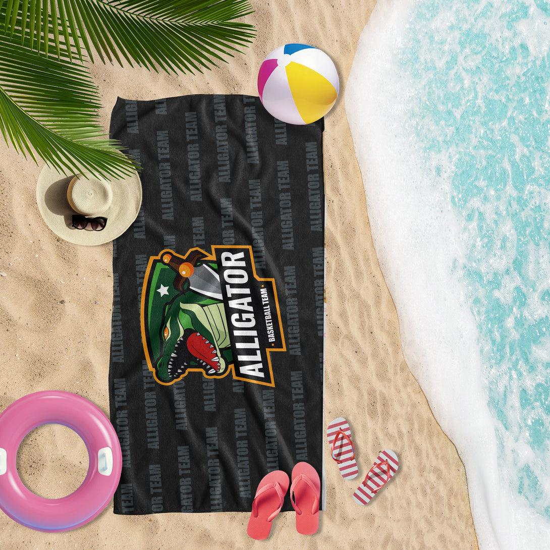 Custom Logo Towel, Repeating Logo Design on Beach Towel - Custamazegifts.com 