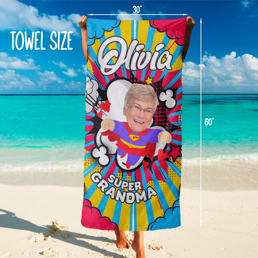 Superhero Custom Beach Towel with Your Face, Fun Birthday Gifts T108 - Custamazegifts.com 