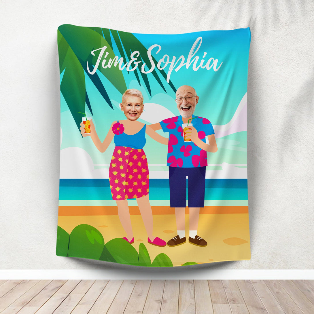 Hawaii Vacation Photo Blanket, Personalized Retirement Gift - Custamazegifts.com 