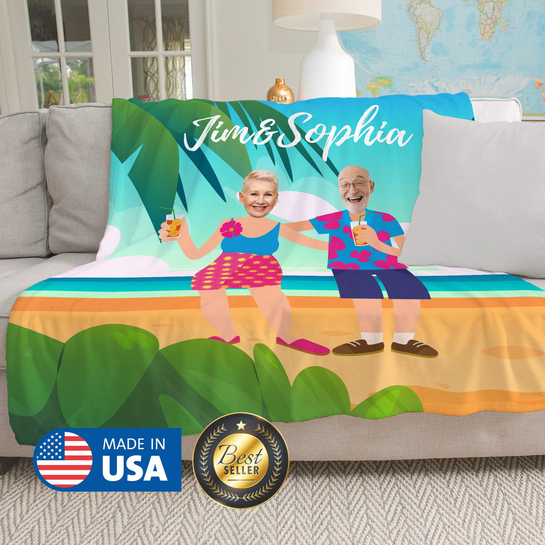 Hawaii Vacation Photo Blanket, Personalized Retirement Gift - Custamazegifts.com 