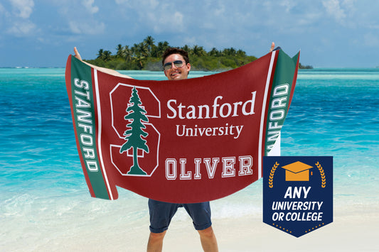 University Logo Beach Towel - Stanford Princeton Michigan Harvard University Logo Towels - Custamazegifts.com 