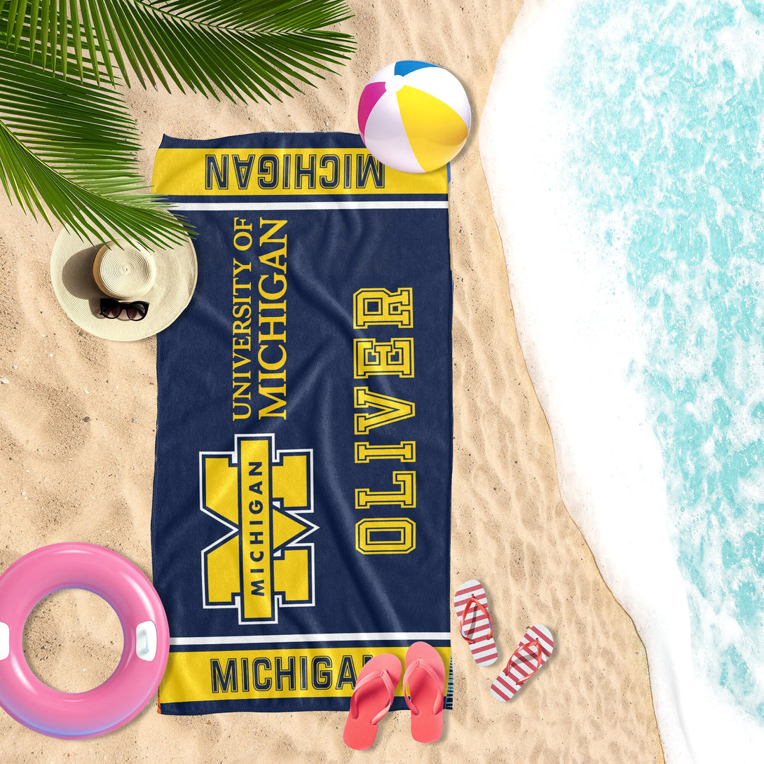 University Logo Beach Towel - Stanford Princeton Michigan Harvard University Logo Towels - Custamazegifts.com 