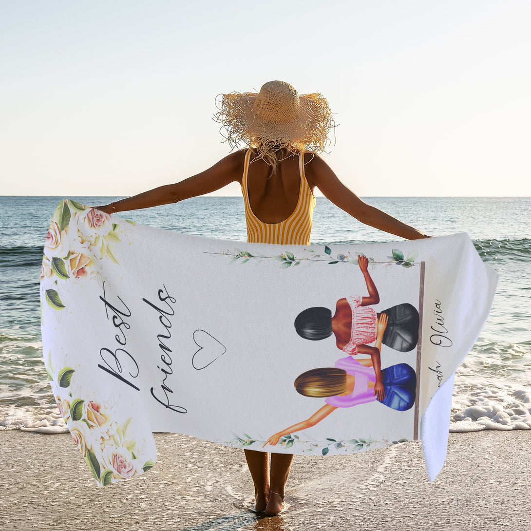 Best Friends Personalized Beach Towel, Custom Meaningful Gifts for Her T114 - Custamazegifts.com 