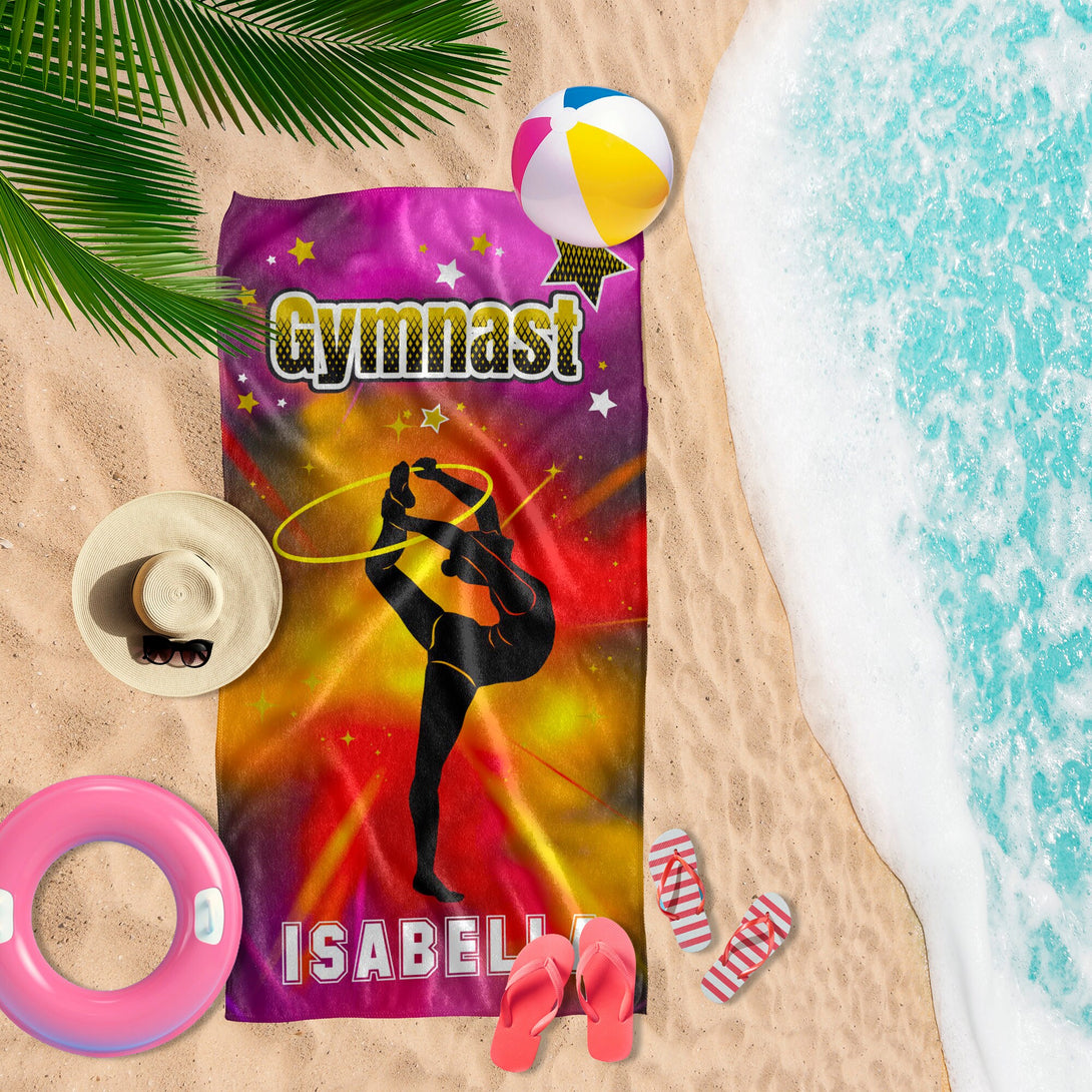 Gymnastics Personalized Beach Towel, Custom Sports Towels for Teams - Custamazegifts.com 