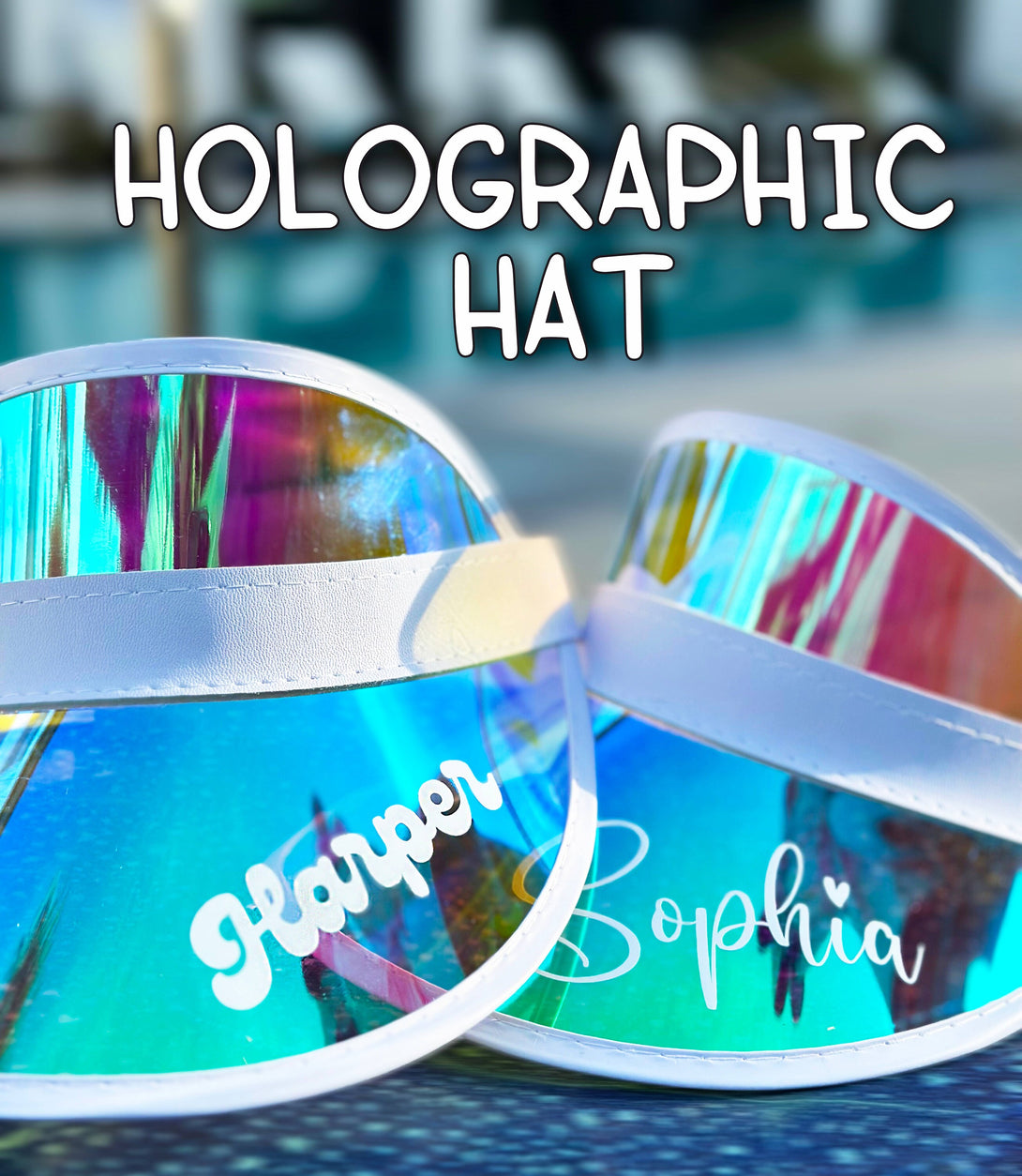 Custom Sun Visor for Bachelorette Party, Holographic Sun Visors Bride Squad - Custamazegifts.com 