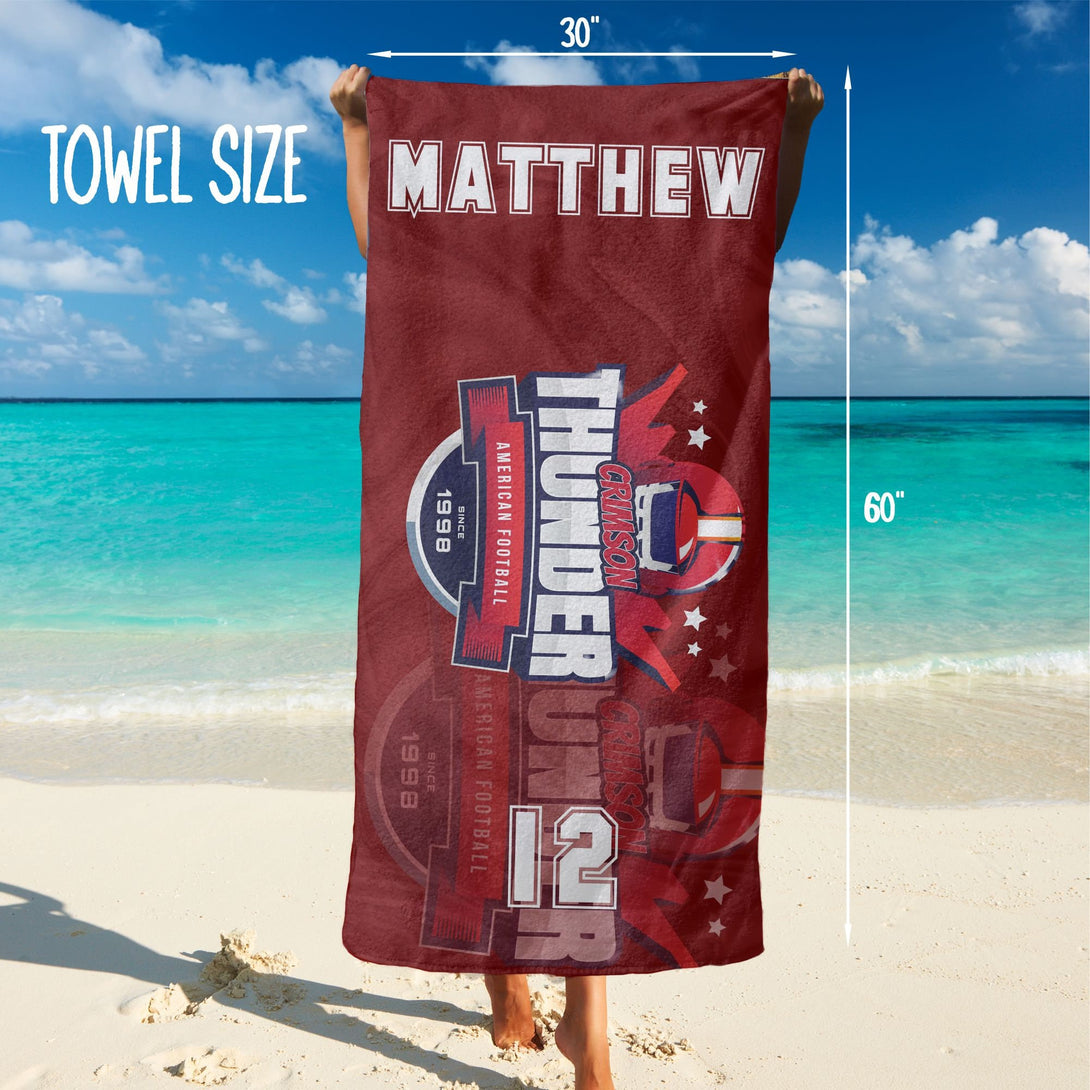 Custom Sports Team Logo Beach Towel, Add Your Logo Design Personalized Towels - Custamazegifts.com 