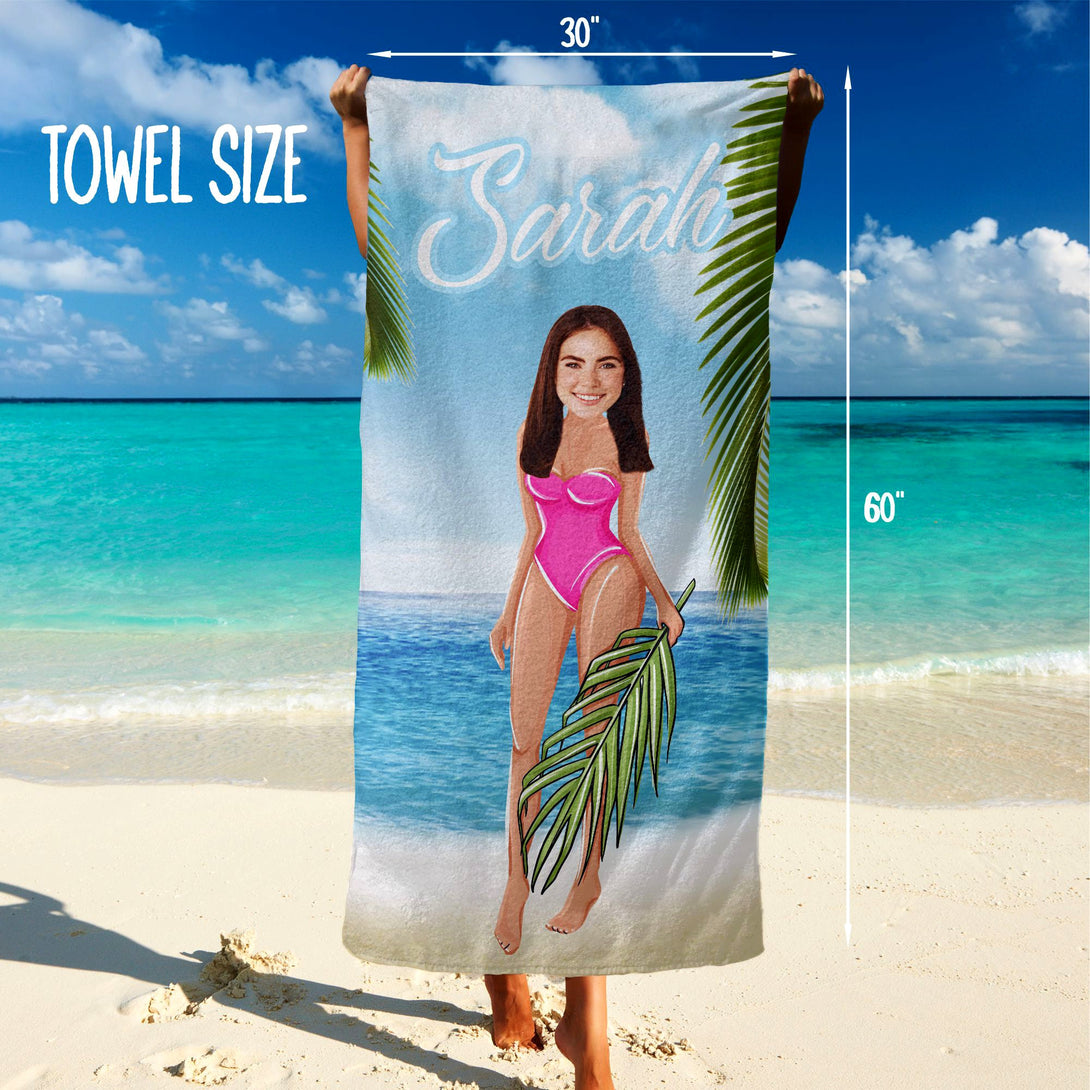 Tropical Print Photo Face Towel, Customized Vacation Gifts for Women T119 - Custamazegifts.com 