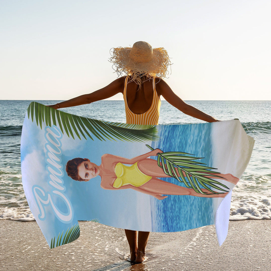 Tropical Print Photo Face Towel, Customized Vacation Gifts for Women T119 - Custamazegifts.com 