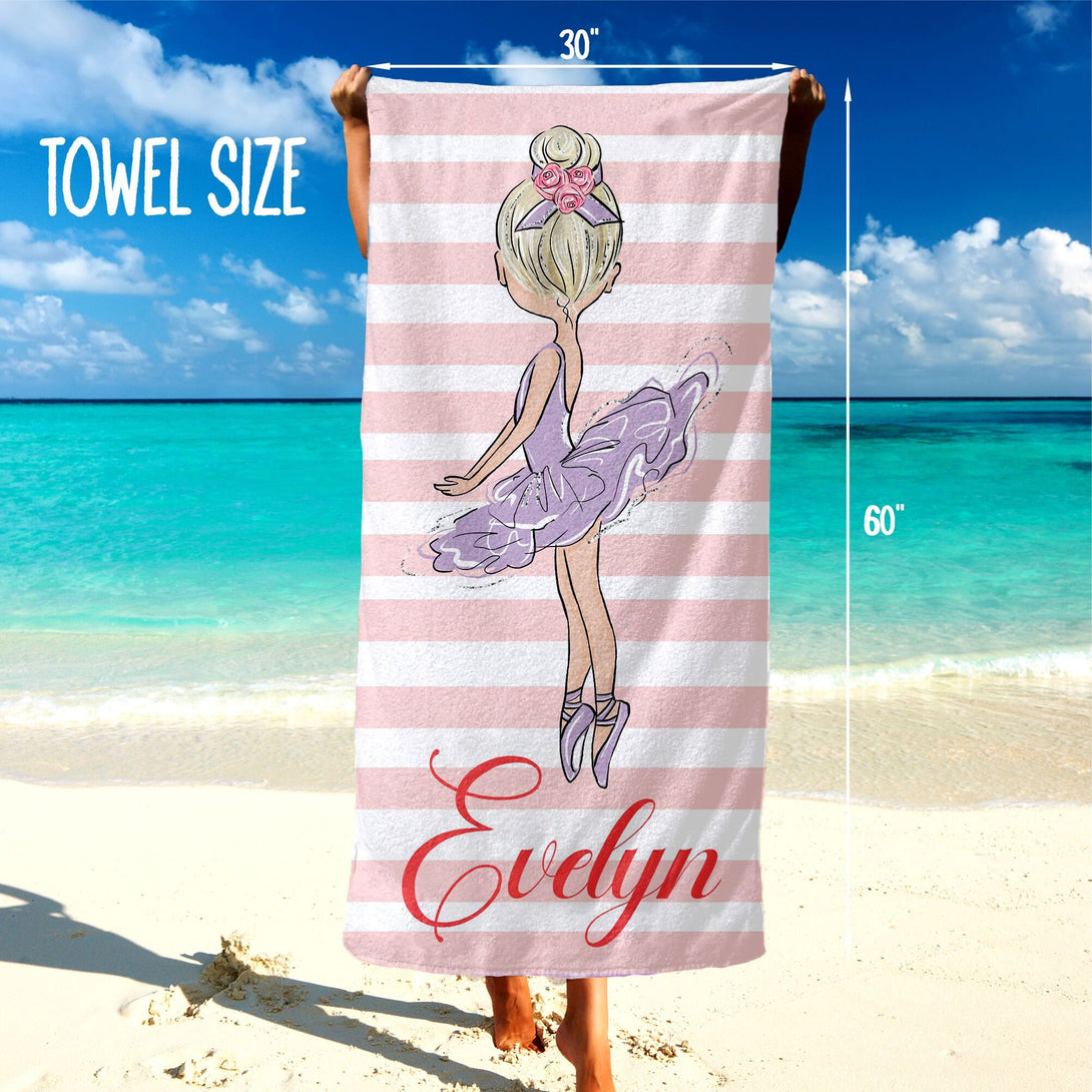 Ballerina Beach Towel, Custom Ballet Dancer Beach Towels - Custamazegifts.com 