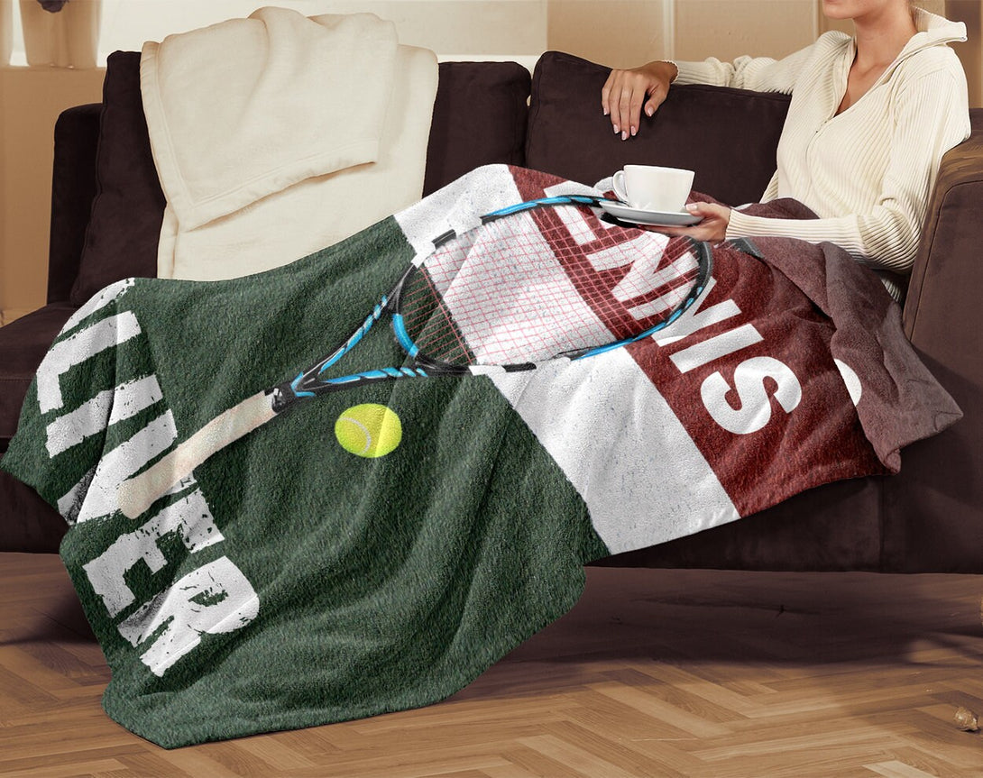 Tennis Player Personalized Blanket with Name - Custamazegifts.com 