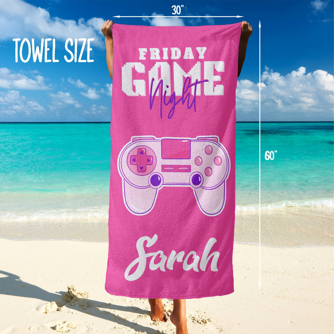 Custom Gaming Beach Towel, Video Game Towels, Personalized Gamer Gifts T129 - Custamazegifts.com 