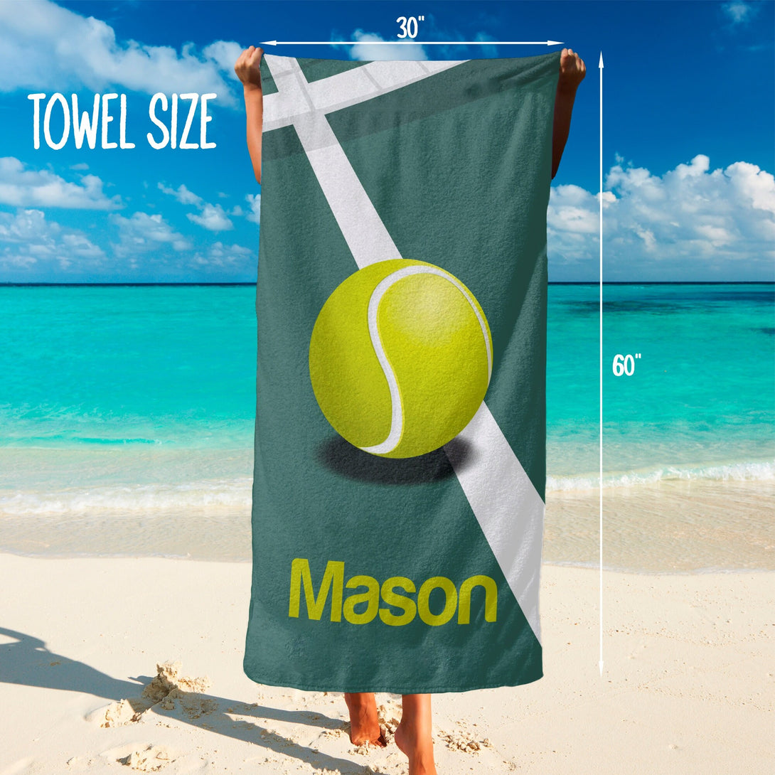 Tennis Player Custom Beach Towel, Personalized Tennis Towel, Custom Tennis Gifts - Custamazegifts.com 