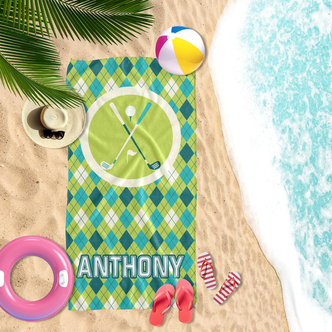 Golf Player Beach Towel, Custom Golf Beach Towels - Personalized Gift for Golf Lovers - Custamazegifts.com 