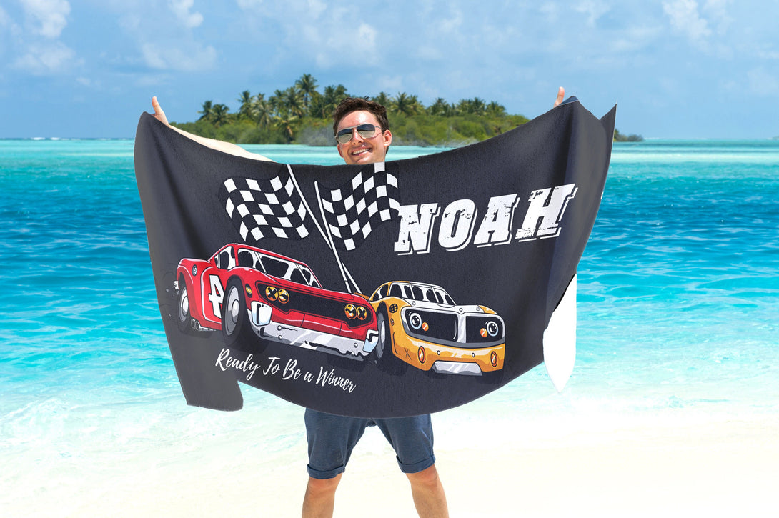 Custom Racing Beach Towel, Car Motorcycle Racing Towel - Custamazegifts.com 