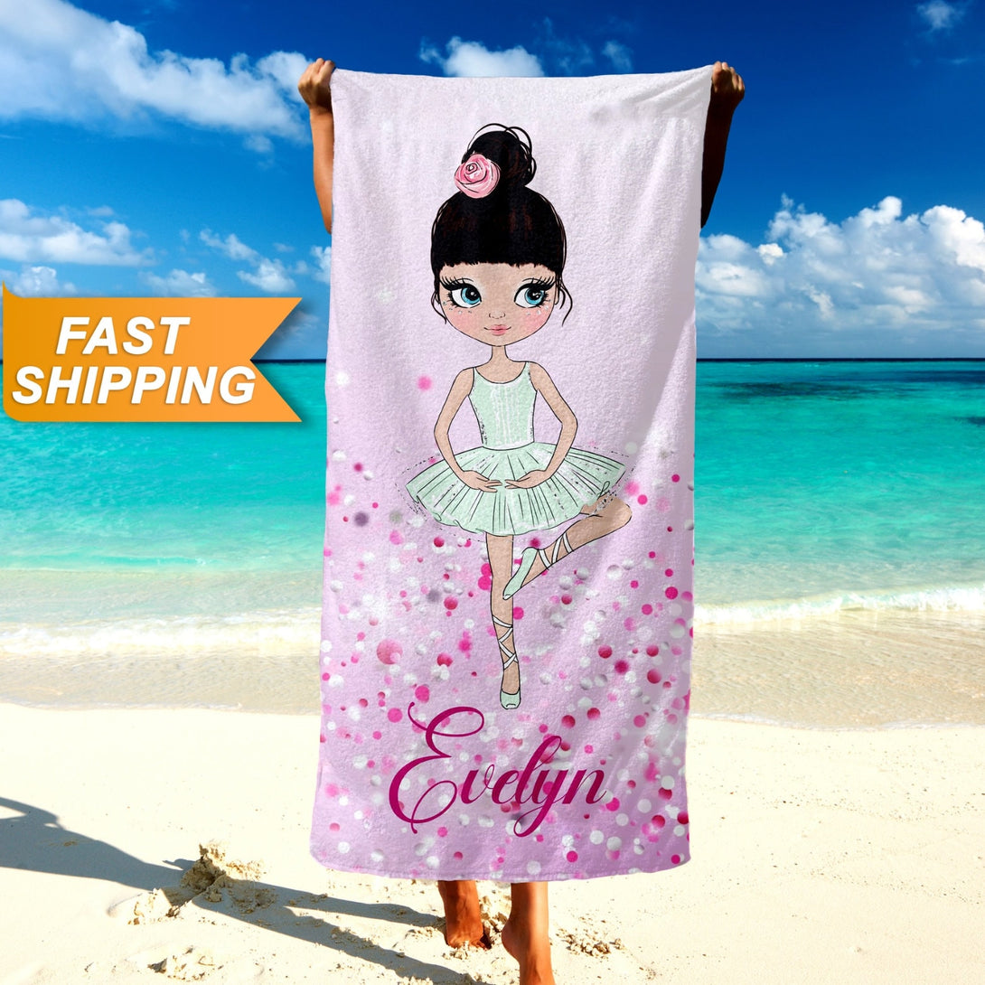 Ballerina Beach Towel, Custom Ballet Dancer Beach Towels - Custamazegifts.com 