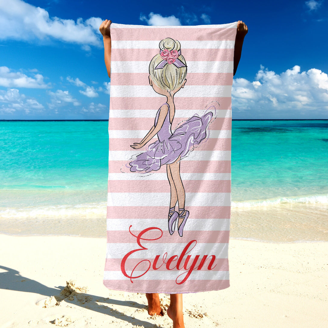 Ballerina Beach Towel, Custom Ballet Dancer Beach Towels - Custamazegifts.com 