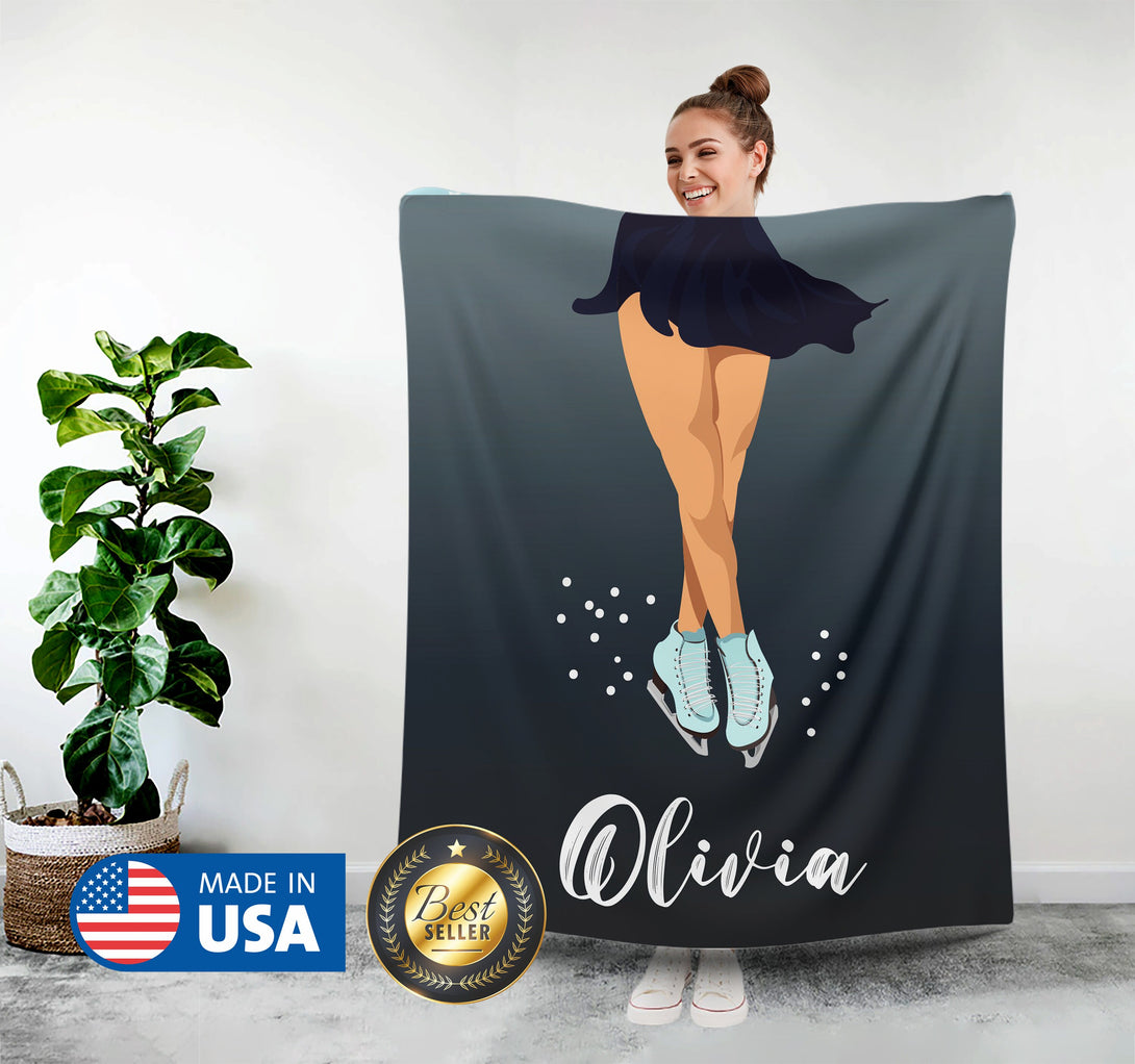 Personalized Figure Skating Blanket, Custom Figure Skater Gift - Custamazegifts.com 