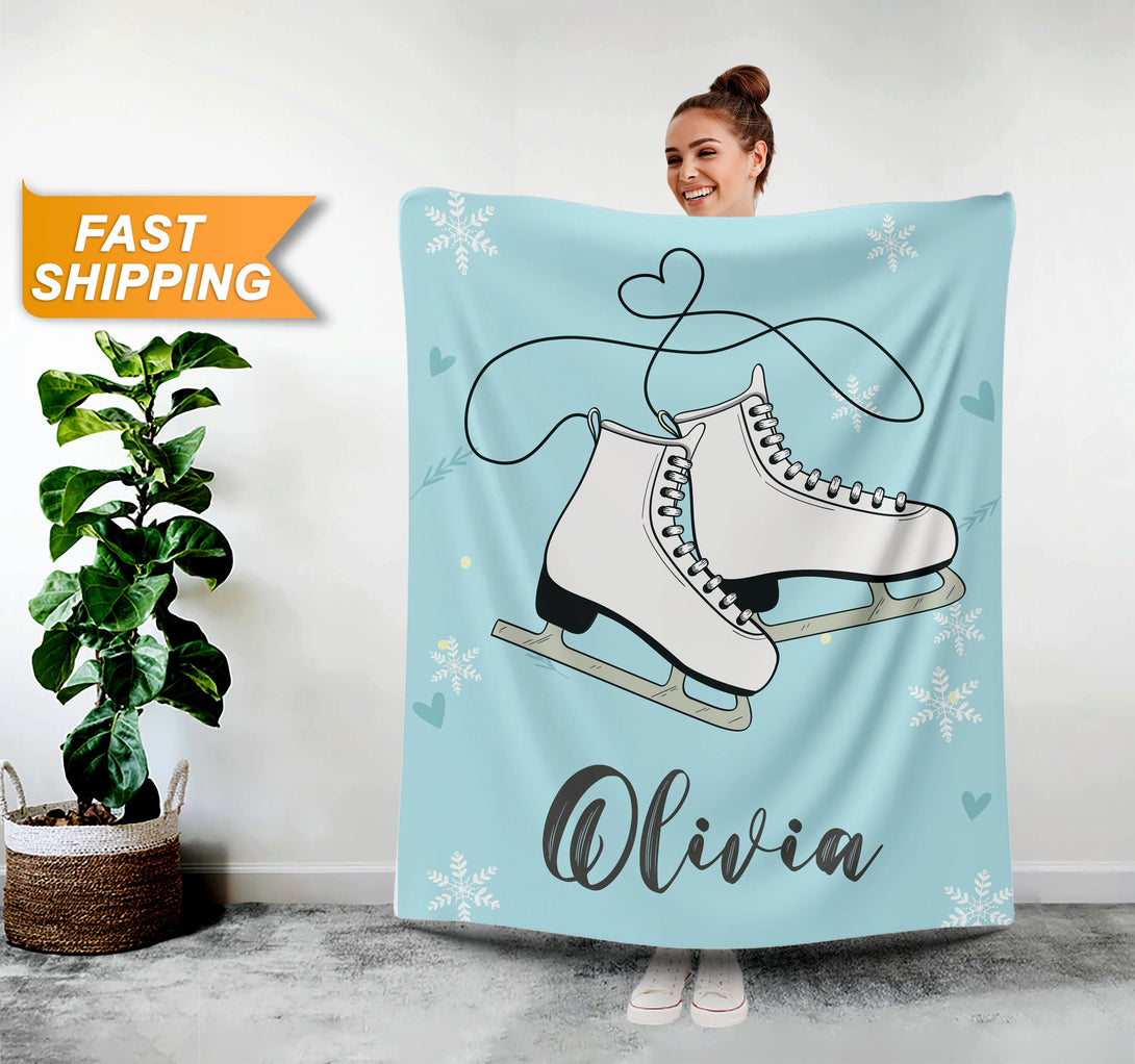 Personalized Figure Skating Blanket, Custom Figure Skater Gift - Custamazegifts.com 