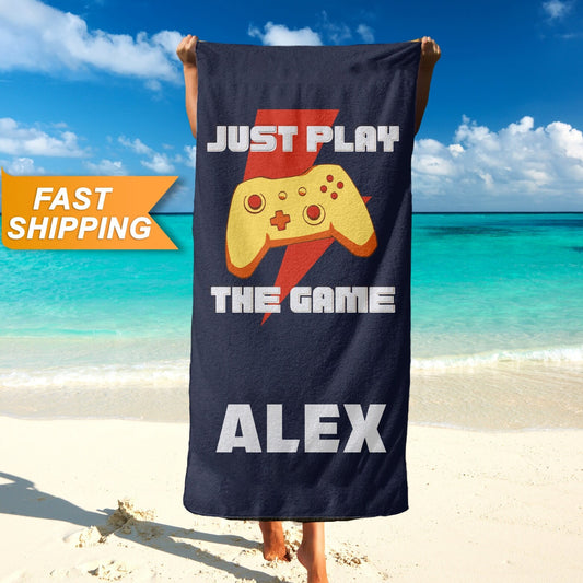 Custom Gaming Beach Towel, Video Game Towels, Personalized Gamer Gifts T129 - Custamazegifts.com 