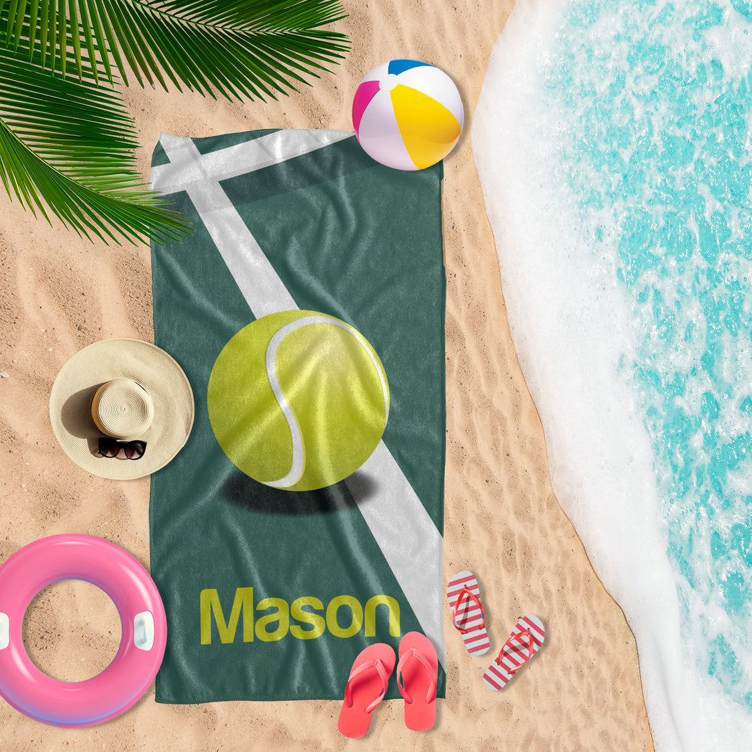 Tennis Player Custom Beach Towel, Personalized Tennis Towel, Custom Tennis Gifts - Custamazegifts.com 