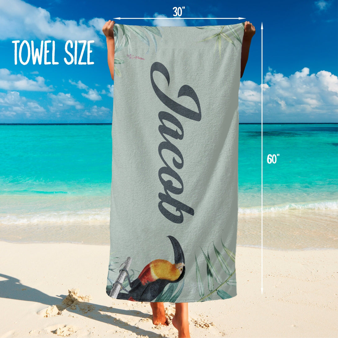 Parrot Beach Towel, Floral Tropical Print Custom Beach Towels Gifts for Her T141 - Custamazegifts.com 