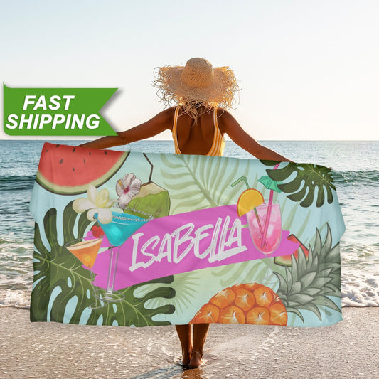 Tropical Print Exotic Birds Beach Towels, Custom Bachelorette Bridesmaid Gifts T142 - Custamazegifts.com 