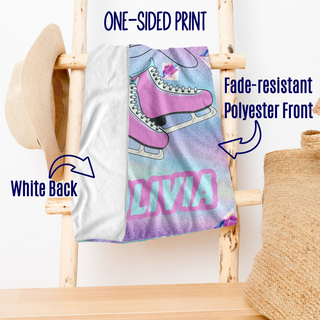 Ice Skating Beach Towel, Custom Figure Skating Towel - Personalized Towels - Custamazegifts.com 