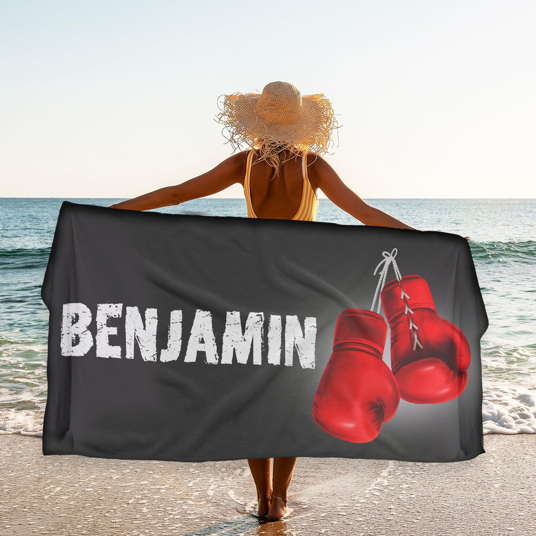 Boxing Beach Towel, Personalized Boxing Towel, Custom Boxer Gift - Custamazegifts.com 