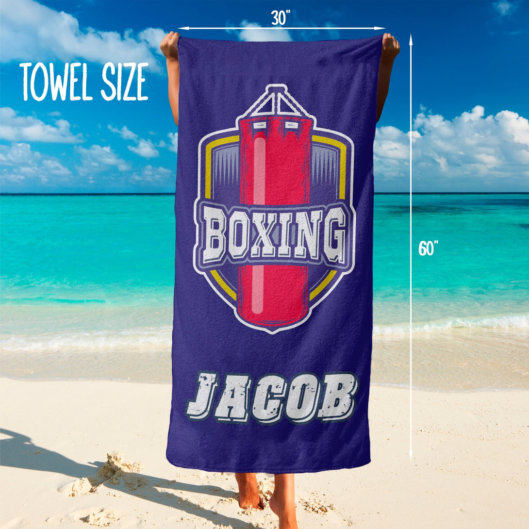 Boxing Beach Towel, Personalized Boxing Towel, Custom Boxer Gift - Custamazegifts.com 