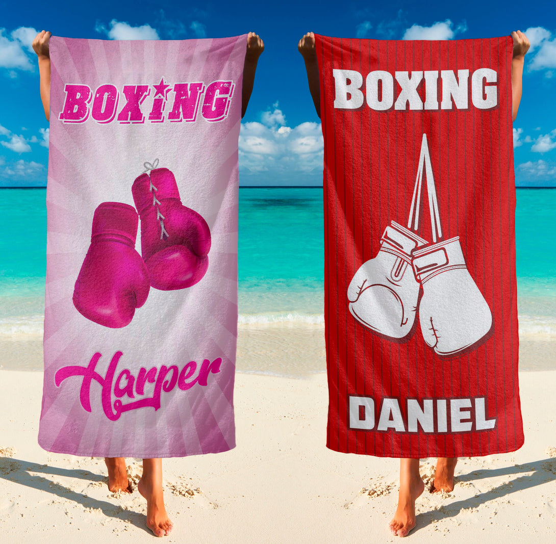 Boxing Beach Towel, Personalized Boxing Towel, Custom Boxer Gift - Custamazegifts.com 