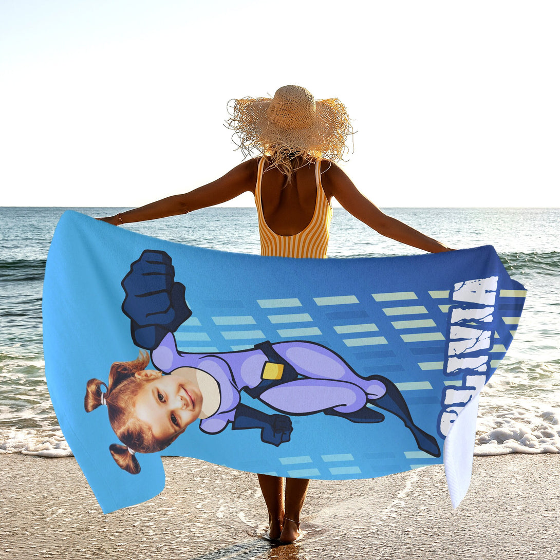 Superhero Kids Photo Towel, Girls Face Personalized Gifts for Her T140 - Custamazegifts.com 