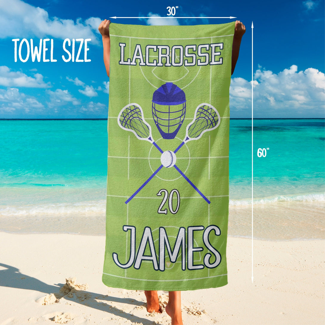 Lacrosse Beach Towel, Lacrosse Team Personalized Towels, Lacrosse Team Gifts - Custamazegifts.com 