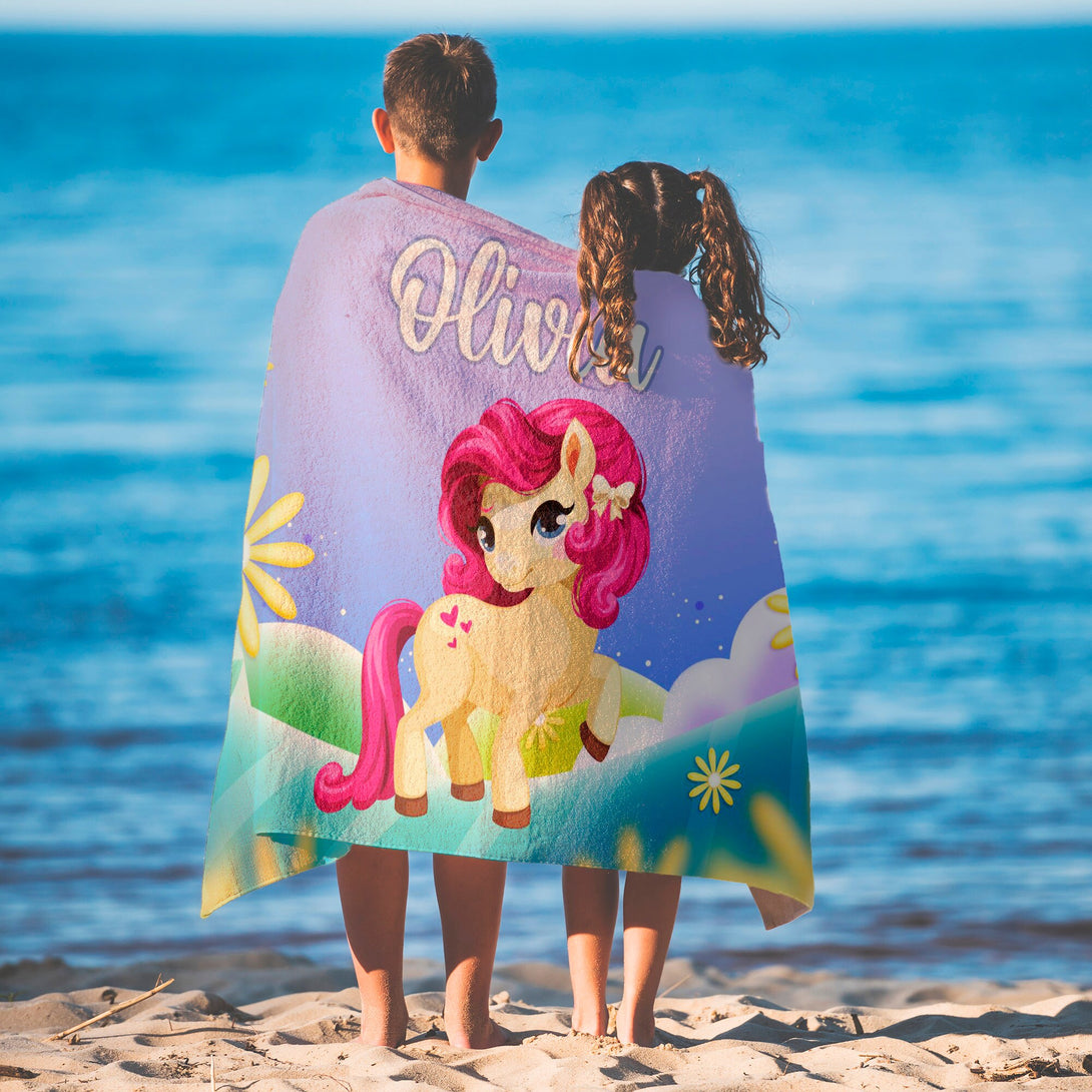 Pony Kids Baby Beach Towel, Fairy Tale Pony Customized Gifts for Girls T148 - Custamazegifts.com 