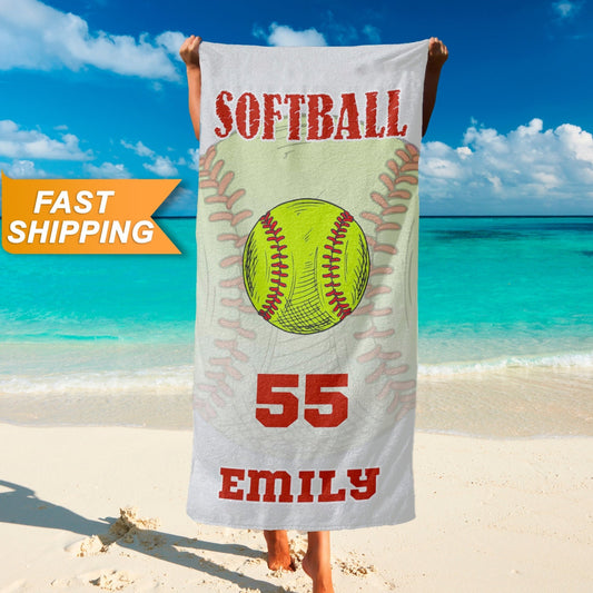 Softball Towel, Custom Softball Team Towels, Softball Player Gifts - Custamazegifts.com 