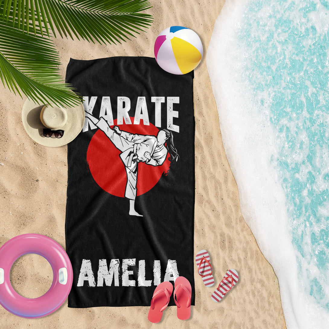 Karate Towel, Custom Karate Beach Towel, Karate Boys Girls Towels for Beach Pool - Custamazegifts.com 