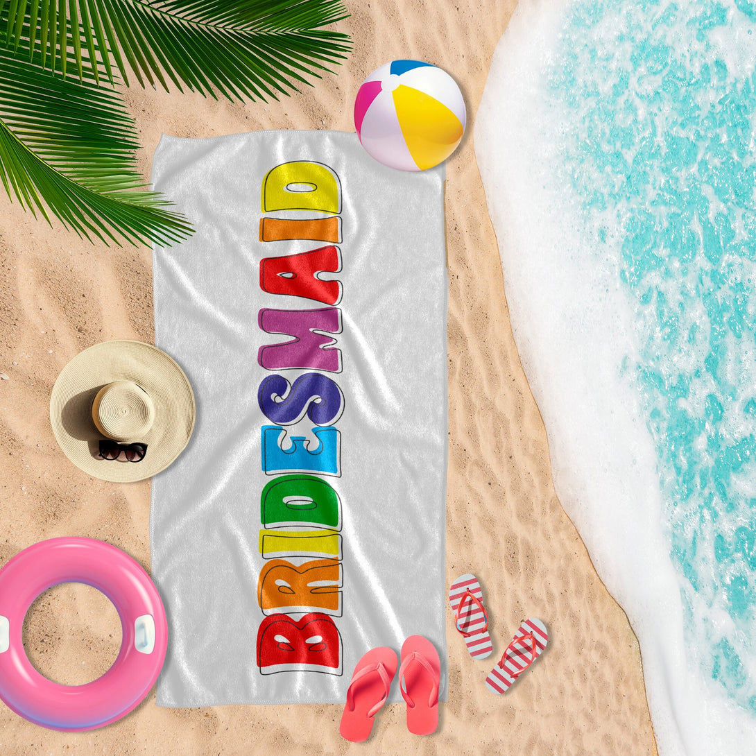 Bold Font Bride Beach Towel, Mr and Mrs Custom Gifts for Bride Groom T157 - Custamazegifts.com 