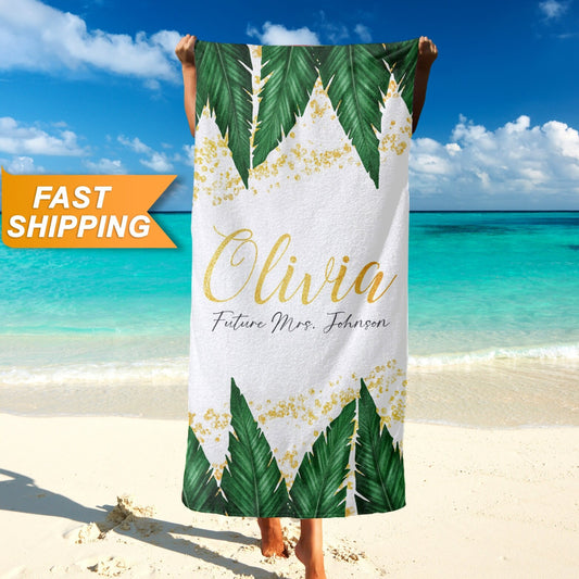 Future Mrs Bride Beach Towel, Personalized Bachelorette Party Gift for Her T161 - Custamazegifts.com 