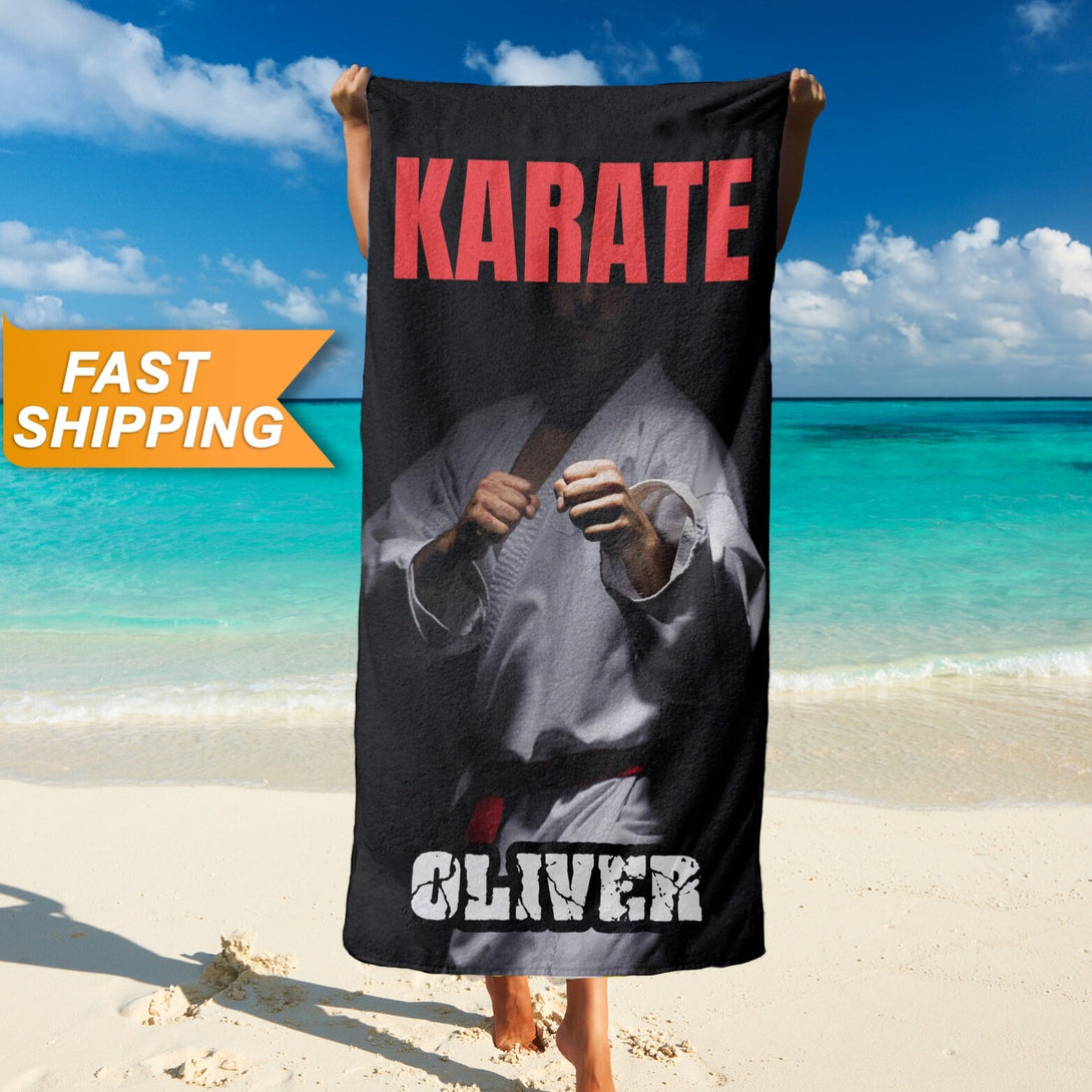 Karate Towel, Custom Karate Beach Towel, Karate Boys Girls Towels for Beach Pool - Custamazegifts.com 