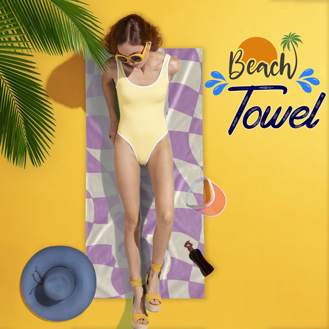 Retro Bold Font Custom Name Beach Towel, Bachelorette Party Favors T169 - Custamazegifts.com 