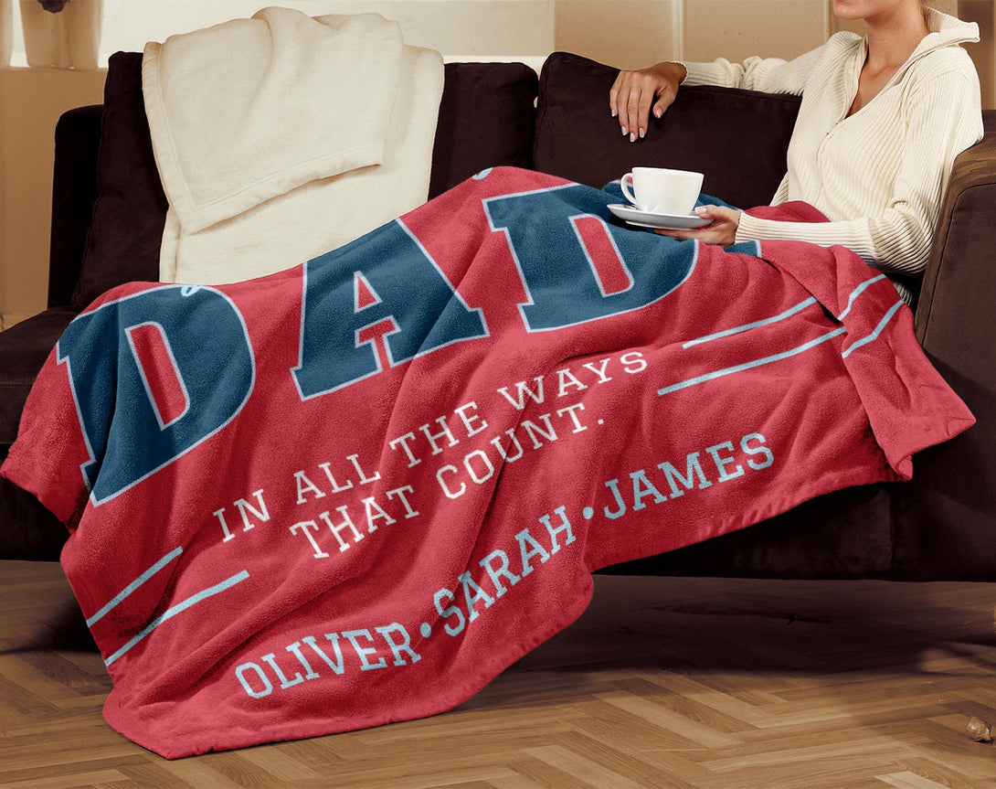 Fathers Day Blanket Gift for Him, Best Dad Ever Gift - Custamazegifts.com 