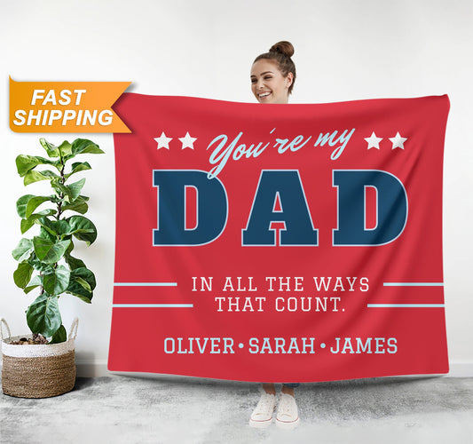 Fathers Day Blanket Gift for Him, Best Dad Ever Gift - Custamazegifts.com 