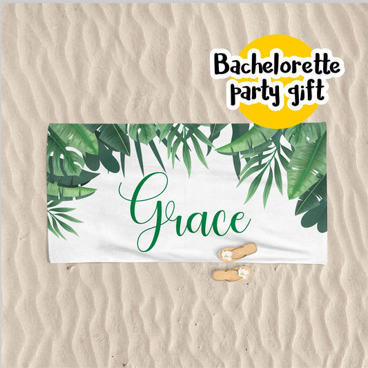 Floral Print Bachelorette Beach Towel, Pool Party Custom Bridesmaid Gifts T15#5 - Custamazegifts.com 