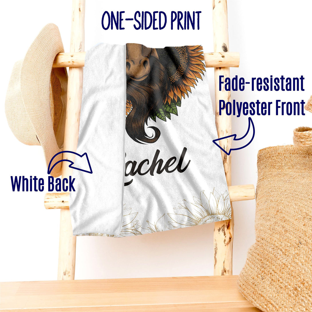 Horse Towel, Animal Beach Towel with Floral Print, Animal Lover Gifts T172 - Custamazegifts.com 