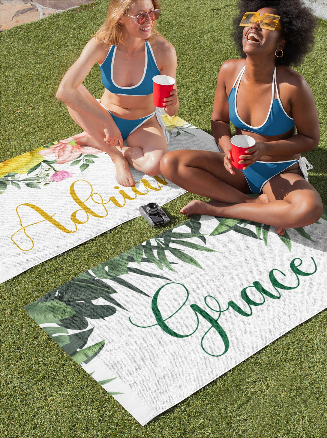 Floral Print Bachelorette Beach Towel, Pool Party Custom Bridesmaid Gifts T15#5 - Custamazegifts.com 